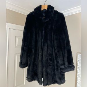Vintage Dennis Basso faux fur black mink coat, excellent used condition